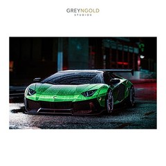Green Lamborghini Aventador Car Poster Wall Art Print pick size A4/A3/A2/90x60cm