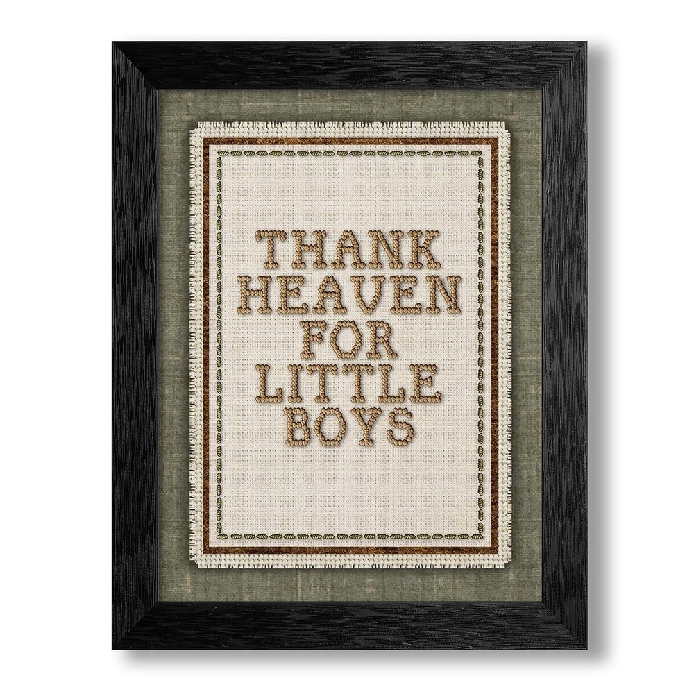 Black Framed Thank Heaven for Little Boys Wall Art 12×16 inch Boy Quotes Post…