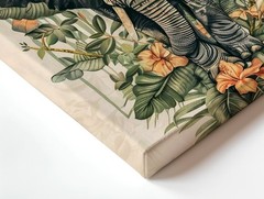 Wall Art Elephant Tropical Leaves Flowers Botanical Wildlife Canvas Print Decor