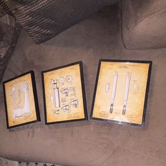 Set of 3 Framed Medical Patent Prints, Vintage, Vertical, Black Frames, F.A.