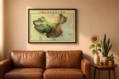 China Map, China 2D Relief Map, China Vintage Map – 2D Flat