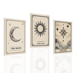 3 Pc Celestial Wall Art Sun Moon and Stars Pictures Mystic Themed Wall Decor …