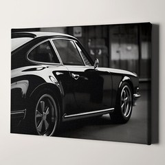 Vintage Black Porsche 911 Side View Sports Cars Canvas Wall Art Print