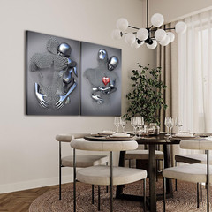 Framed Wall Art for Bedroom 3D Metal Effect Love Heart Couple Wall Art Decor for