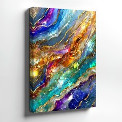 Wall Art Abstract Blue Purple Gold Marble Canvas Print Modern Home Decor Poster