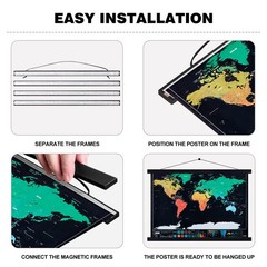 36×24 36×48 36×12 Poster Frame, Magnetic Light Wood Wooden Frame Hanger for P…