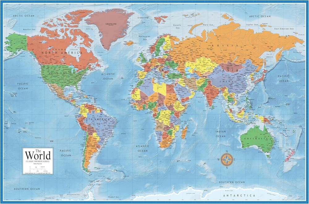 World Classic Wall Map Poster Mural (24×36 Paper Folded)