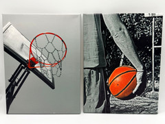 Basketball Canvas Prints Sports Wall Decor Orange Black Gray Set of 2 Pre Owned