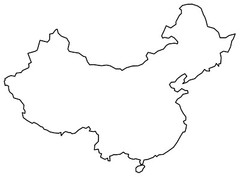China Blank Outline Map GLOSSY POSTER PICTURE PHOTO PRINT BANNER 12394