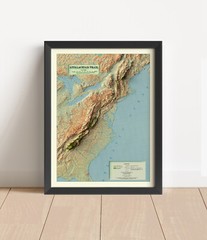 Appalachian Trail Map, Appalachian 2D Relief Map – 2D Flat Print