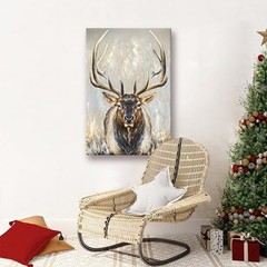 Moose Canvas Wall Art Abstract Wildlife Elk Deer Picture Large Vintage Animal…