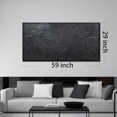 Black Abstract Wall Art Canvas Large Modern Living Room Bedroom Office Decor