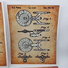 Star Trek USS Enterprise Patent Print Set Of 4 1981-1990