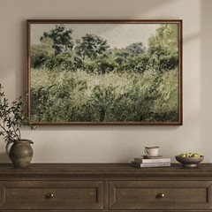 Large Framed Vintage Wall Art, Modern Farmhouse Green Botanical Landscape Can…