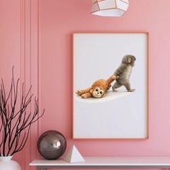 Punch Monkey Wall Art Poster, Modern Animal Home Decor Print