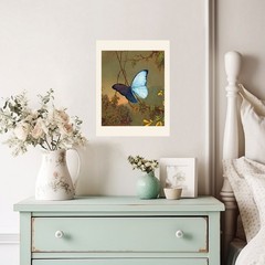 Blue Morpho Butterfly Antique Image 8.5 x 11 Paper Poster Print
