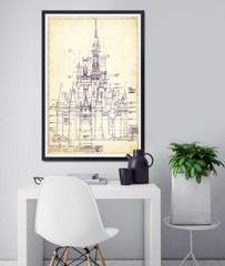 Blueprint of the Disney World Castle POSTER! (up to 24″ x 36″) – 1969 – Vintage