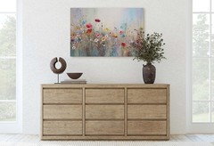 Wildflowers in Rain Canvas Art, Watercolor Floral Print Rustic Farmhouse Decor