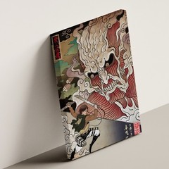 Attack on Titan Poster Wall Art Eren vs Colossal Titan Ukiyo-e Anime Canvas Prin
