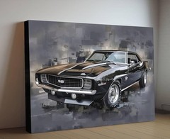 1969 Chevrolet Camaro RS SS Canvas Print, Vintage Muscle Car Wall Art Decor