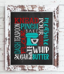 KITCHEN TYPOGRAPHY, Baking, Cooking, Kitchen Decor Print, 8×10 CARDSTOCK Print