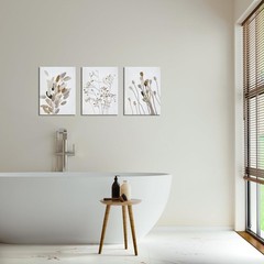 Neutral Canvas Wall Art Boho Botanical Flower Painting Prints Beige