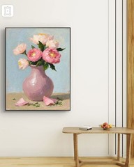 🌸 Romantic Peonies in Pink Textured Still Life Oil Painting Canvas floral print