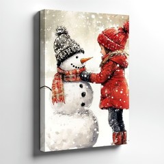 Floral Canvas Winter Snow Street Scene Romantic Couple Moonlit Boho Office Print