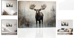 Large Moose Wall Art – Rustic Wildlife Canvas Picture, 12×18 for Home Decor