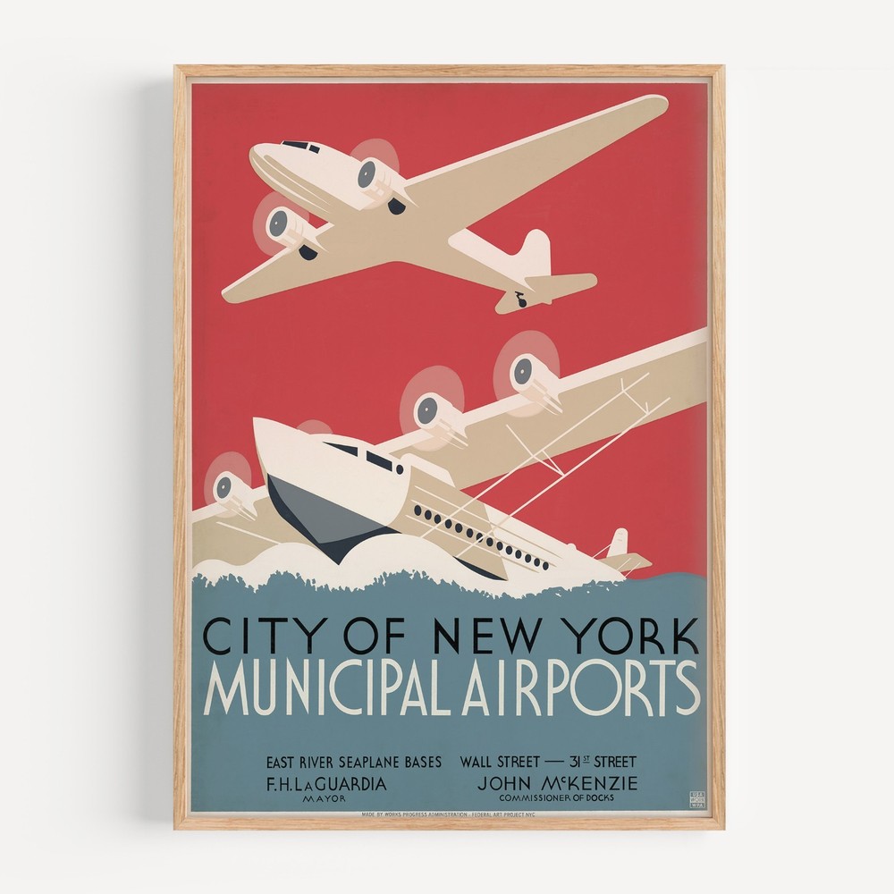 New York – Municipal Airports – 1932 Retro Travel Poster