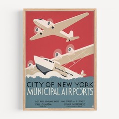 New York – Municipal Airports – 1932 Retro Travel Poster