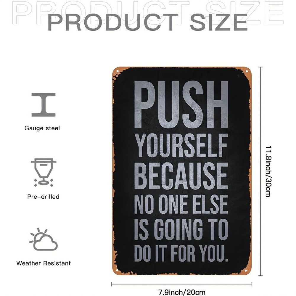 Motivational Metal Wall Art Sign – Tin Metal Signs 8″x12″ Gym Poster, Decorative