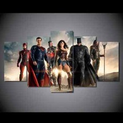 Justice League Superheroes Superman Batman Aquaman 5 Piece Panel Canvas Wall Art
