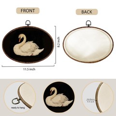 Vintage Swan Oval Framed Wall Art, Rustic Animal Swan Prints Canvas Art Paint…