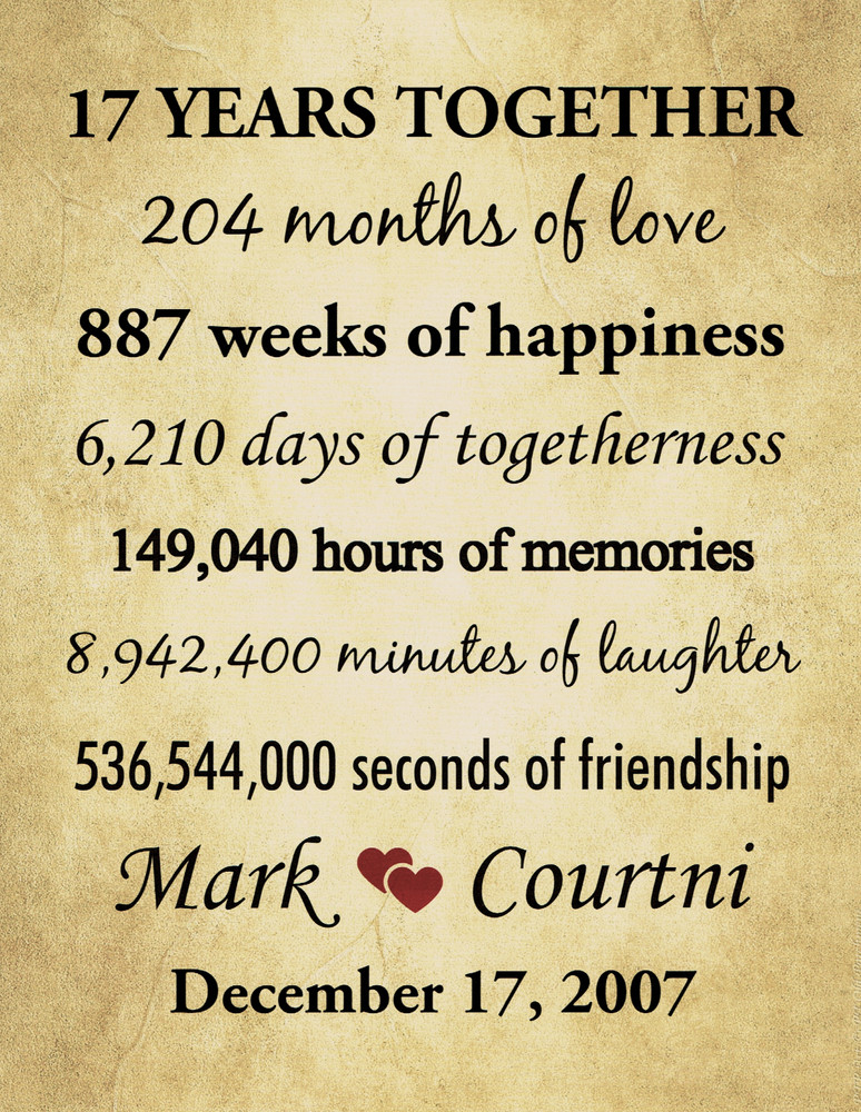 17 Year Anniversary Gift For Wife 17th Anniversary Gift Wedding Anniversary Gift
