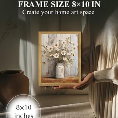 Wood Framed Rustic Floral Wall Art Set of 3, 10″L x 8″W, Colorf