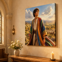 Joseph Coat of Many Colors Canvas Wall Art Biblical Christian Print Religious Wa
