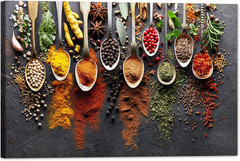 Canvas Wall Decor Art, Colorful Spices and Spoons Wall Art, Modern Kitchen Pictu