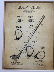 Nikki Smith Framed Golf Club Patent Print Set Vintage Art by Fowler & Link