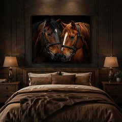 Majestic Pair of Horses Canvas Wall Art – Equine Equestrian Farmhouse Home Decor