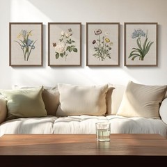 Cuspin Framed Vintage Waterproof 12 W X 16 H X 4pcs Floral – Walnut 4.0 Count