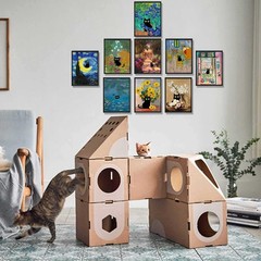 Charming 9Pcs Black Cat Artwork – Perfect Gift for Cat Lovers Unframed