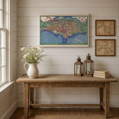 Pictorial Map of Chicago Illinois Vintage City View Wall Art Print