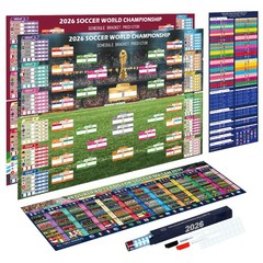 World Soccer Bracket Poster 3PCS Set, 40 x 26 Inches Double-Sided Dry Erase W…