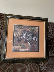 Home Interiors and Gifts Zebra Framed Print by Sam Mattox Square Multicolor Art