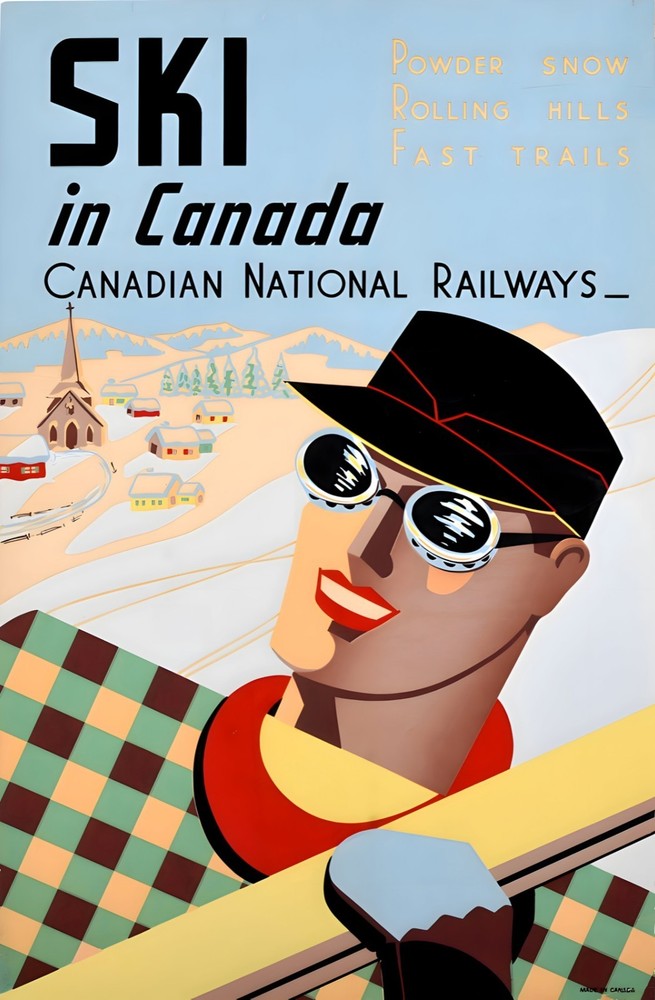 16991.Wall Decor Poster.Interior Art.Travel Canada Ski Winter Railways