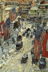Frederick Childe Hassam Flags on Fifty-Seventh Street 1918 NYC Snow Scene