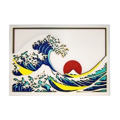 3D Layered Wall Art, The Great Wave Japanese Art Print with Frame, Modern Home