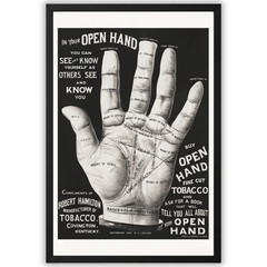 Vintage Palmistry Hand Poster Framed 11×17 Open Hand Tobacco Retro Wall Art
