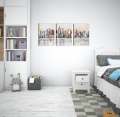 New York Wall Art Manhattan River Poster Canvas Cityscape 3 pieces 12″x16″x3